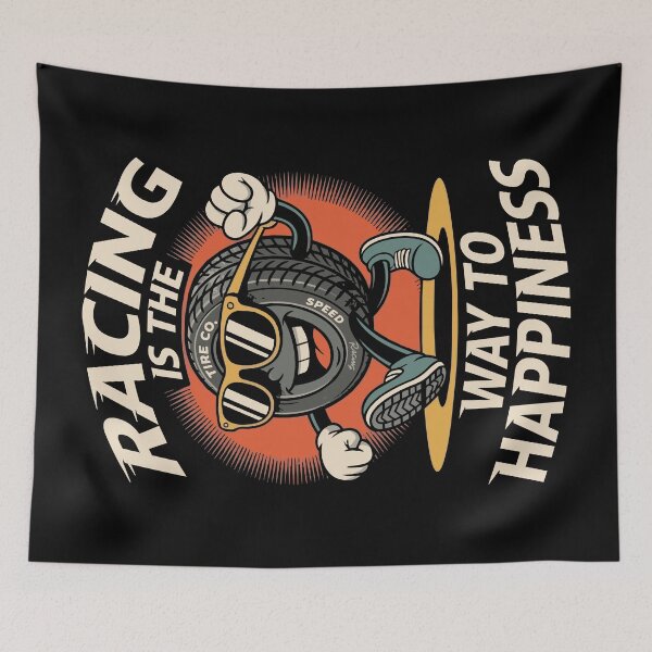 Item preview, Racing is the Way to Happiness - Tire Mascot - Racing T-Shirt designed and sold by RaceDayRags.
