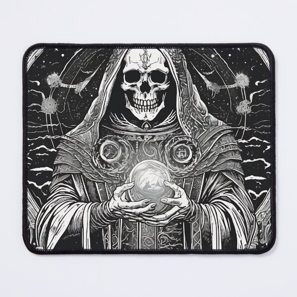 Item preview, Necromancer Skull Sorcerer Crystal Ball Gothic Art designed and sold by DarkOriginArts.