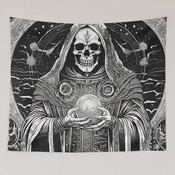 Item preview, Necromancer Skull Sorcerer Crystal Ball Gothic Art designed and sold by DarkOriginArts.