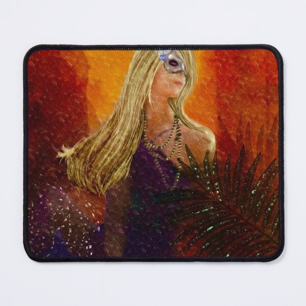 Item preview, Masquerade Woman with Feather Mask – Dramatic Golden Portrait designed and sold by LorieFossaArt.