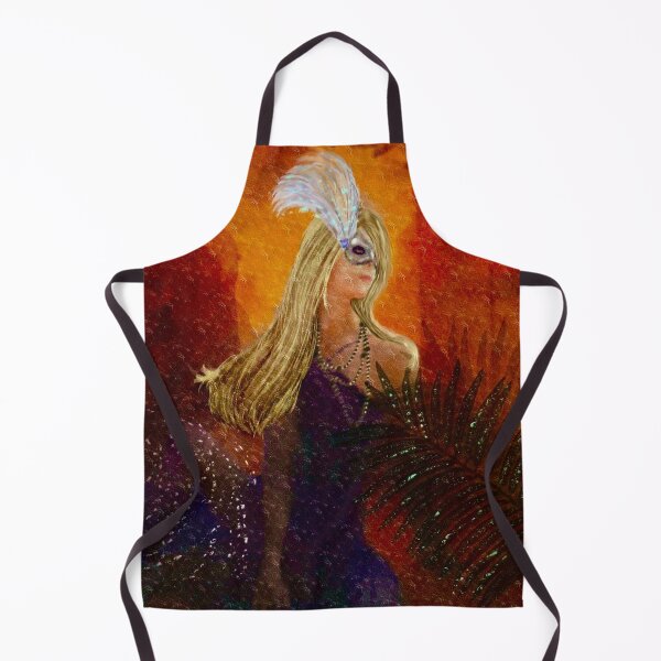 Item preview, Masquerade Woman with Feather Mask – Dramatic Golden Portrait designed and sold by LorieFossaArt.