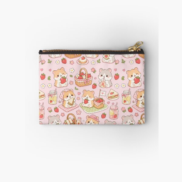 Item preview, Kawaii Hamster Strawberry Picnic Pattern designed and sold by Soft Berry Studio.