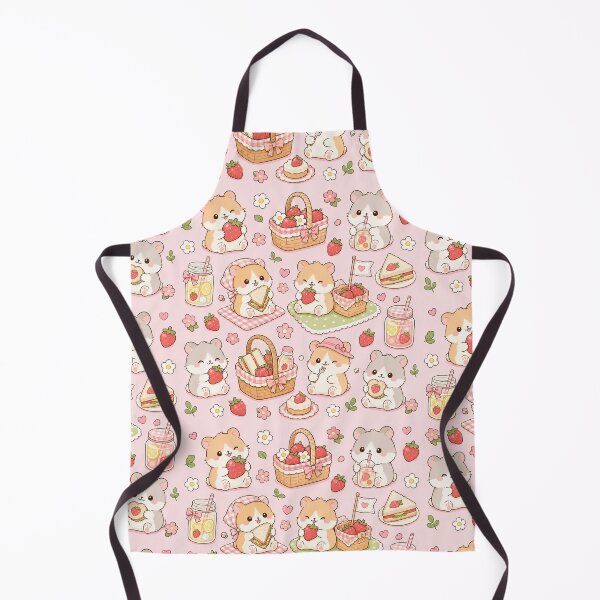 Item preview, Kawaii Hamster Strawberry Picnic Pattern designed and sold by Soft Berry Studio.