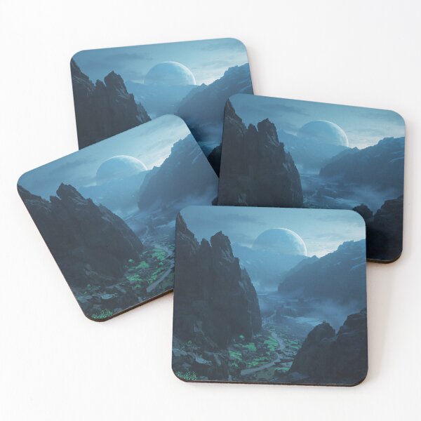 Item preview, Celestial Mountain Pass Fantasy Sci-Fi Landscape designed and sold by Luminous Wilds.