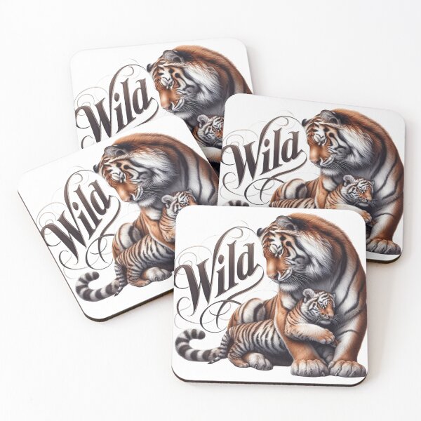 Item preview, Wild Tiger Mom and Cub Illustration designed and sold by Artdrop62.