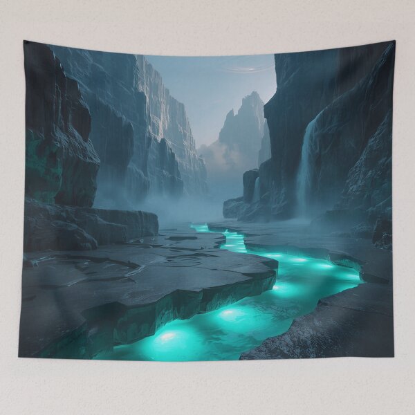 Item preview, Alien Canyon Waterfall Fantasy Landscape designed and sold by Luminous Wilds.