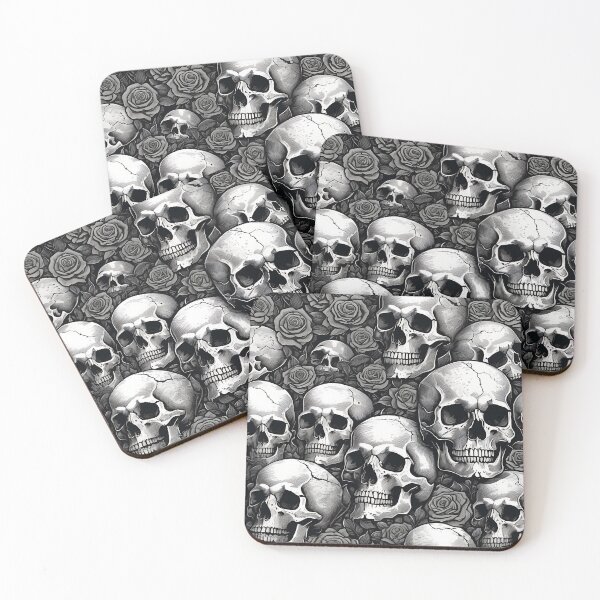 Item preview, Skulls and Roses Seamless Background Gothic Pattern designed and sold by DarkOriginArts.