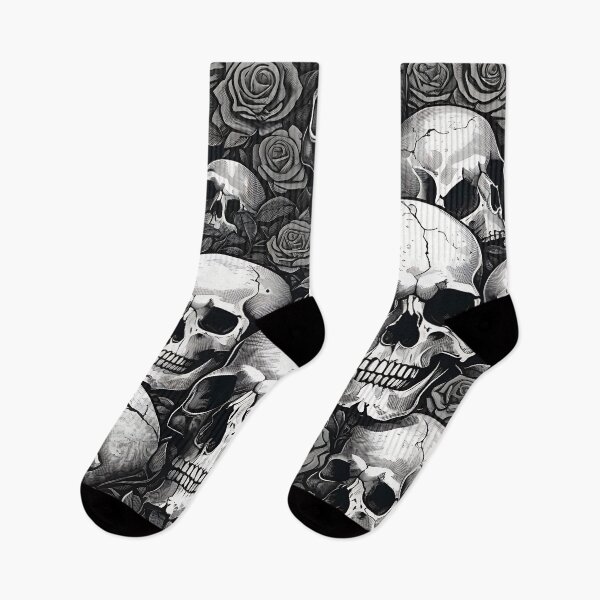 Item preview, Skulls and Roses Seamless Background Gothic Pattern designed and sold by DarkOriginArts.