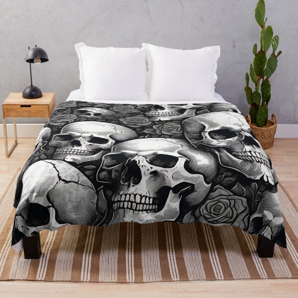 Item preview, Skulls and Roses Seamless Background Gothic Pattern designed and sold by DarkOriginArts.