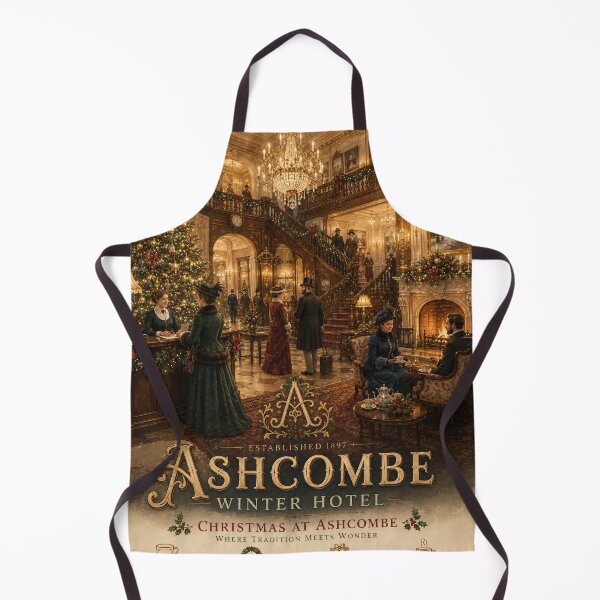 Item preview, Ashcombe Winter Hotel – Victorian Christmas Lobby Poster designed and sold by GildedPagesCo.