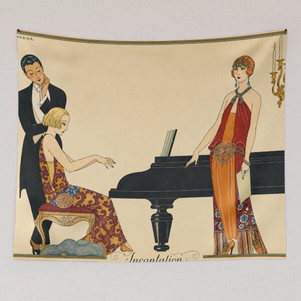 Artikelvorschau, Beschwörung von George Barbier – Vintage-Art-Deco-Klavierszene für Liebhaber der Jazz-Ära entworfen und verkauft von RickE.