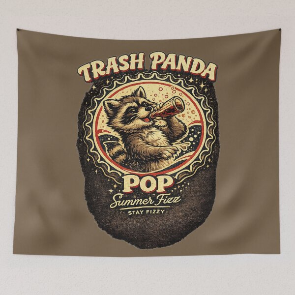 Item preview, Trash Panda Pop Retro Raccoon Soda Vintage Bottle Cap Graphic T-Shirt designed and sold by HOUSE OF TIST.