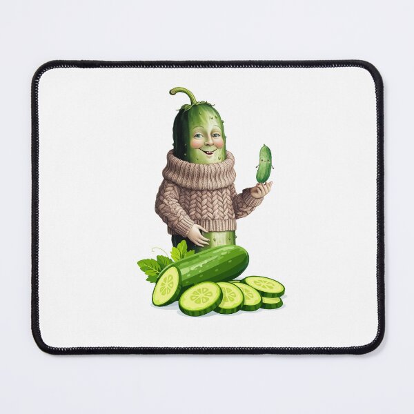 Item preview, Cute Cucumber Grandma in Cozy Sweater | Whimsical Vintage Vegetable Character Art designed and sold by GorinART.