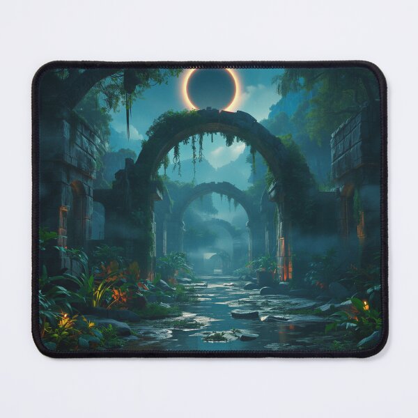 Item preview, Eclipse Jungle Ruins Fantasy Sci-Fi Landscape designed and sold by Luminous Wilds.