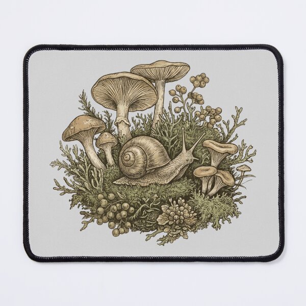 Item preview, Goblincore Snail with Mushrooms and Moss — Woodland Botanical Illustration designed and sold by Ortsas.
