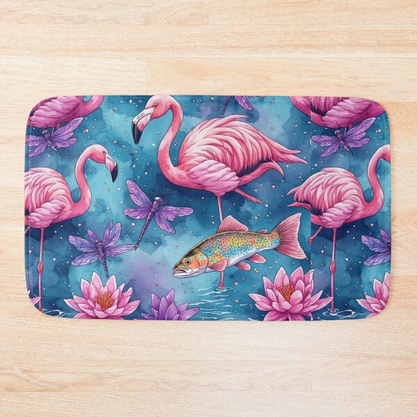Item preview, Mystical Lotus Pond with Flamingos and Trout designed and sold by dcohea.