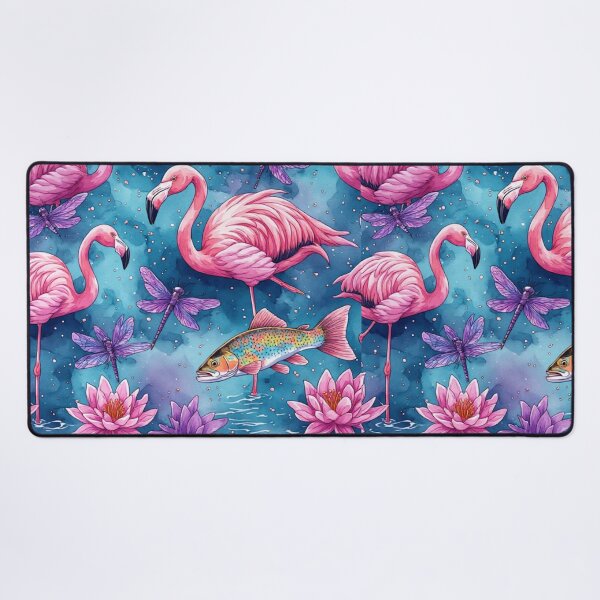 Item preview, Mystical Lotus Pond with Flamingos and Trout designed and sold by dcohea.