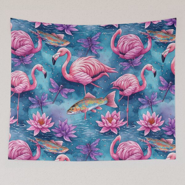 Item preview, Mystical Lotus Pond with Flamingos and Trout designed and sold by dcohea.