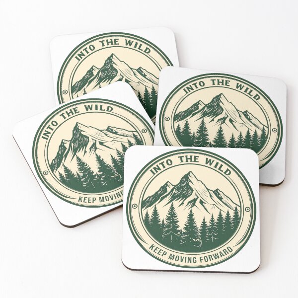 Item preview, Into the wild mountain badge keep moving forward outdoor nature art designed and sold by icemanphotos.