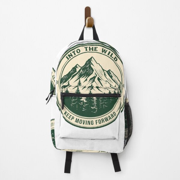 Item preview, Into the wild mountain badge keep moving forward outdoor nature art designed and sold by icemanphotos.