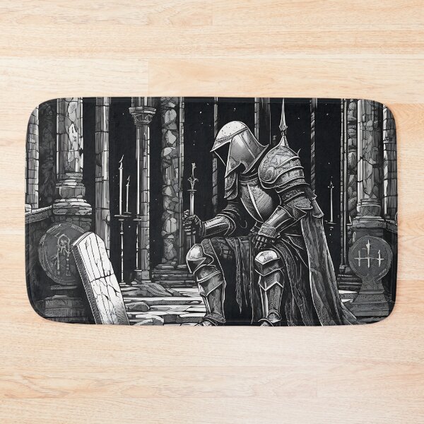 Item preview, Gothic Knight Kneeling Tomb Grave Fallen Warrior Woodcut designed and sold by DarkOriginArts.