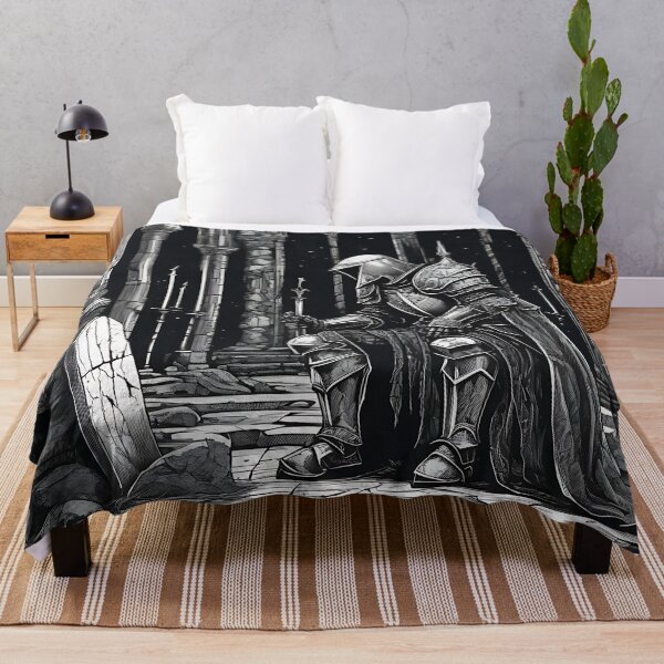 Item preview, Gothic Knight Kneeling Tomb Grave Fallen Warrior Woodcut designed and sold by DarkOriginArts.