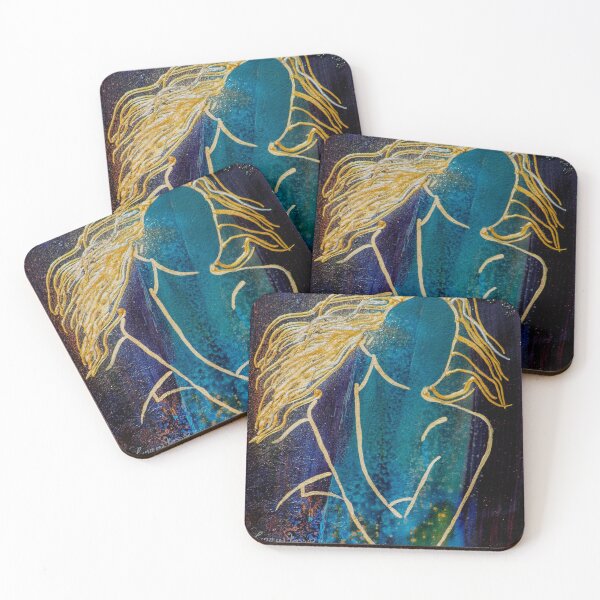 Item preview, Golden Hair Silhouette Woman in Starry Blue Night designed and sold by LorieFossaArt.