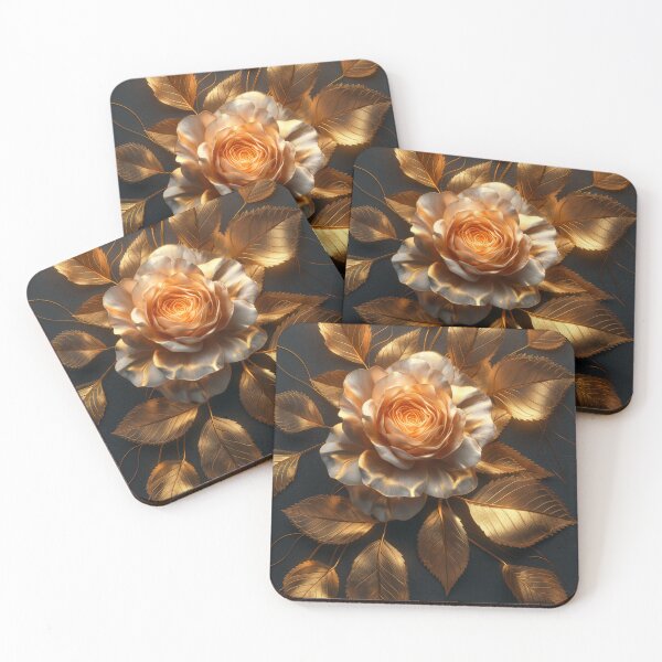 Item preview, Golden Rose on Dark Background | Elegant  Floral Art designed and sold by MargaretWiktor.