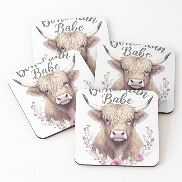 Item preview, Cute boho floral highland cow designed and sold by Wild Print Co Est 2026.