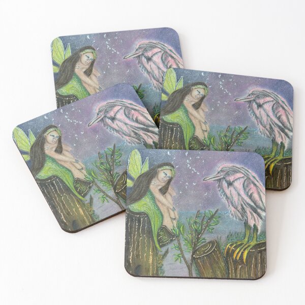 Item preview, Whimsical Fairy and Heron by Moonlight designed and sold by LorieFossaArt.