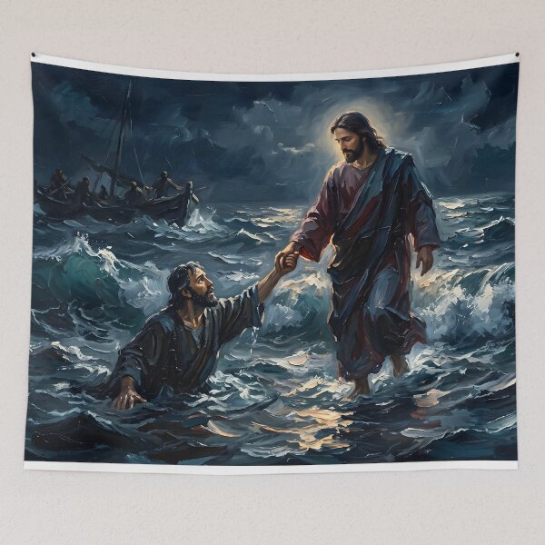 Item preview, Jesus Walking On Water Painting designed and sold by RRRShop.