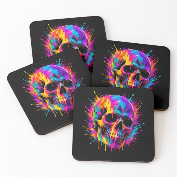 Item preview, Paint splattered blue skull  designed and sold by Elisa Miller.