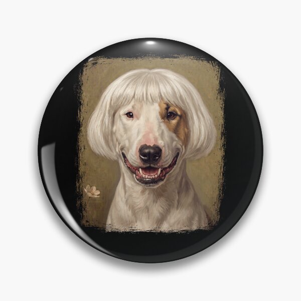 Item preview, Smiling Bull Terrier Dog White Bob Wig Funny Portrait designed and sold by d247.