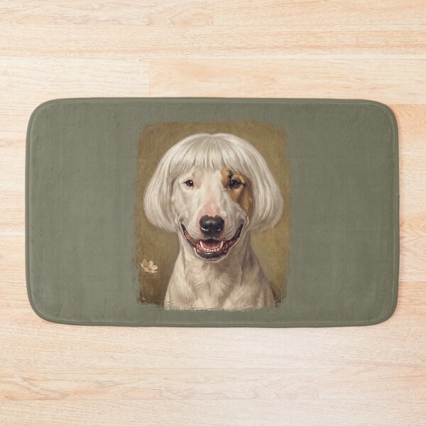 Item preview, Smiling Bull Terrier Dog White Bob Wig Funny Portrait designed and sold by d247.