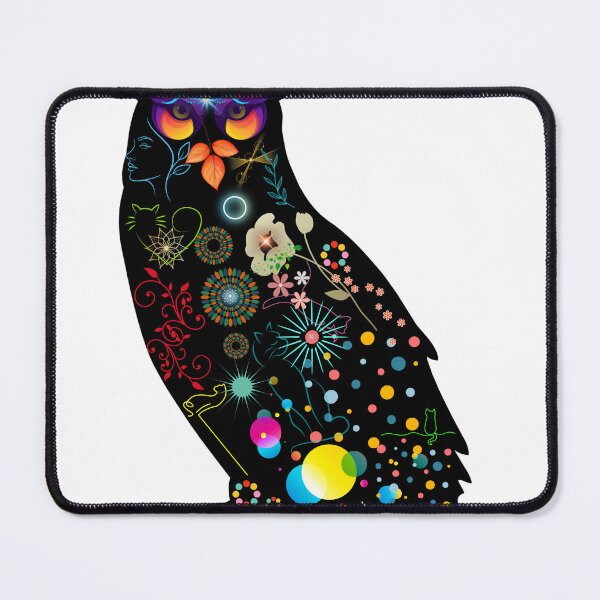 Item preview, Mystical Neon Owl | Psychedelic Floral Night Creature Art designed and sold by GorinART.