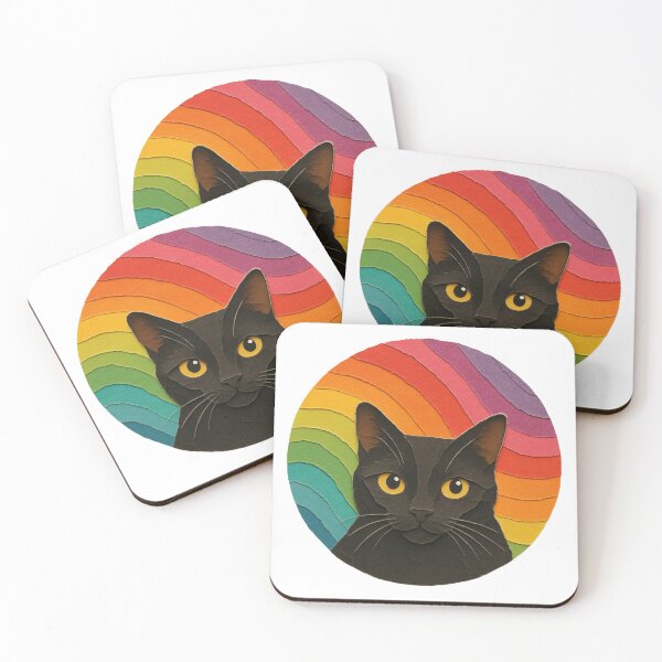 Item preview, Retro Rainbow Black Cat Sticker | Paper Cut Style Cat Art | Colorful Cat Lover Design | House Panther Aesthetic designed and sold by The Sandy Design Store.