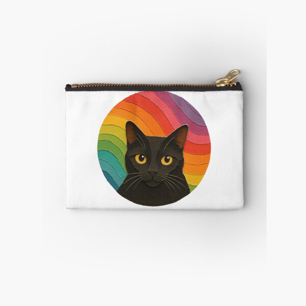 Item preview, Retro Rainbow Black Cat Sticker | Paper Cut Style Cat Art | Colorful Cat Lover Design | House Panther Aesthetic designed and sold by The Sandy Design Store.