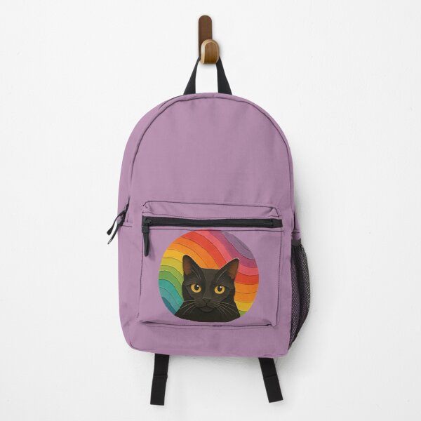Item preview, Retro Rainbow Black Cat Sticker | Paper Cut Style Cat Art | Colorful Cat Lover Design | House Panther Aesthetic designed and sold by The Sandy Design Store.