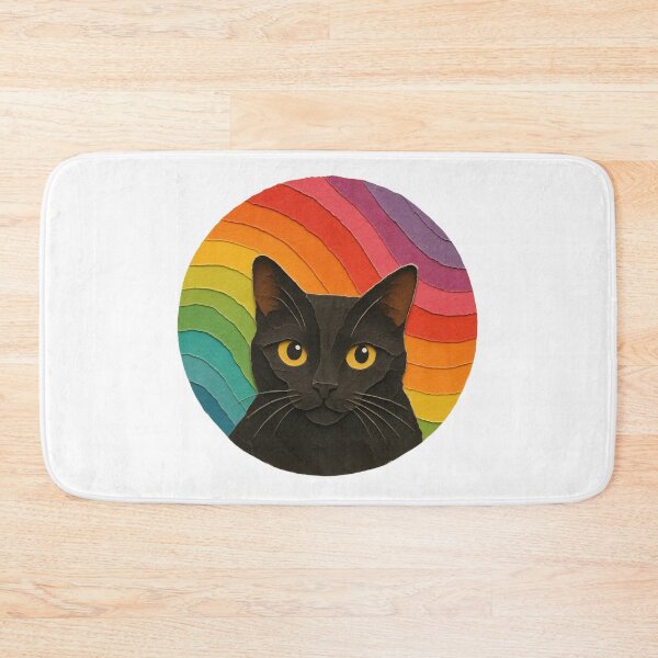 Item preview, Retro Rainbow Black Cat Sticker | Paper Cut Style Cat Art | Colorful Cat Lover Design | House Panther Aesthetic designed and sold by The Sandy Design Store.