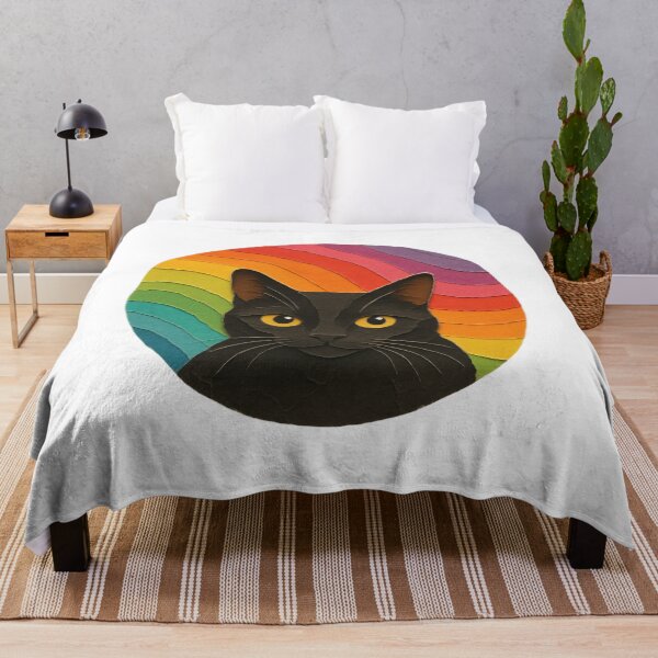 Item preview, Retro Rainbow Black Cat Sticker | Paper Cut Style Cat Art | Colorful Cat Lover Design | House Panther Aesthetic designed and sold by The Sandy Design Store.