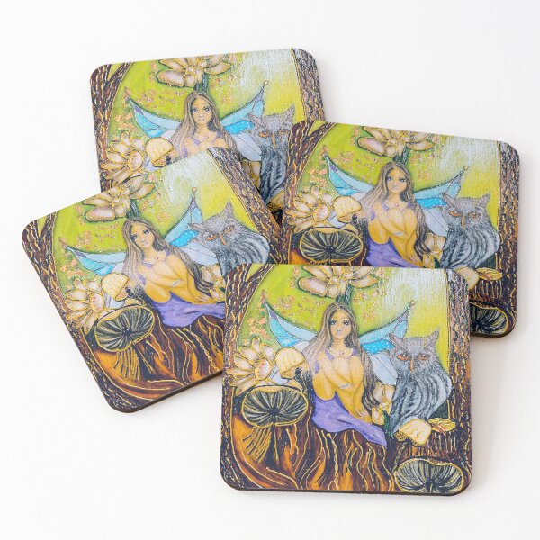 Item preview, Fairy with Owl in Enchanted Mushroom Forest designed and sold by LorieFossaArt.