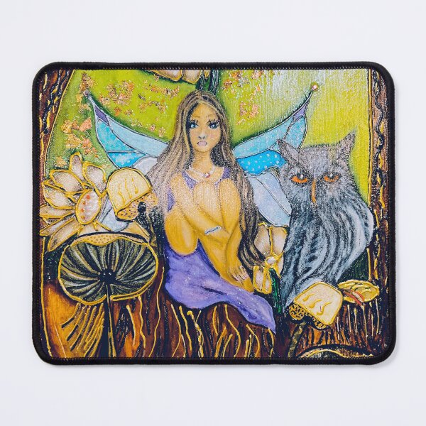 Item preview, Fairy with Owl in Enchanted Mushroom Forest designed and sold by LorieFossaArt.
