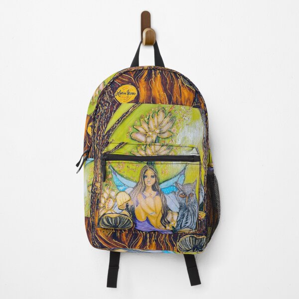 Item preview, Fairy with Owl in Enchanted Mushroom Forest designed and sold by LorieFossaArt.