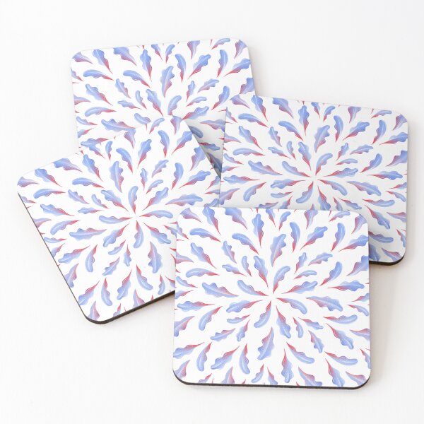 Item preview, Abstract Blue and Red Leaf Pattern - Modern Boho Botanical Art designed and sold by GeoandHome.
