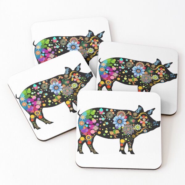 Item preview, Psychedelic Floral Pig | Colorful Boho Animal Art designed and sold by GorinART.