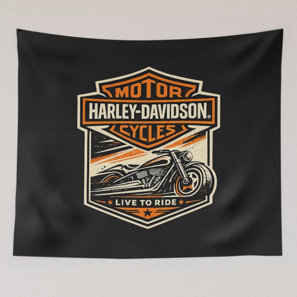Item preview, Harley Davidson Live to Ride Shield — Retro Vintage Chopper designed and sold by IronRoadCo.