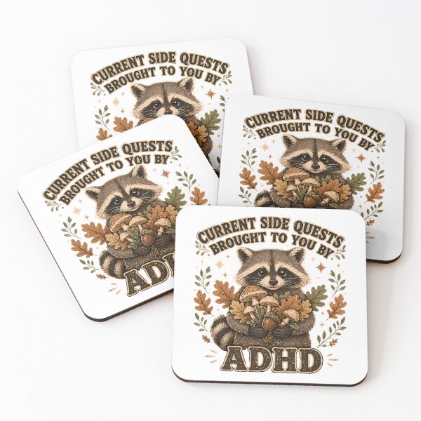 Item preview, ADHD Side Quests Raccoon Autumn Humor designed and sold by chattsuede.