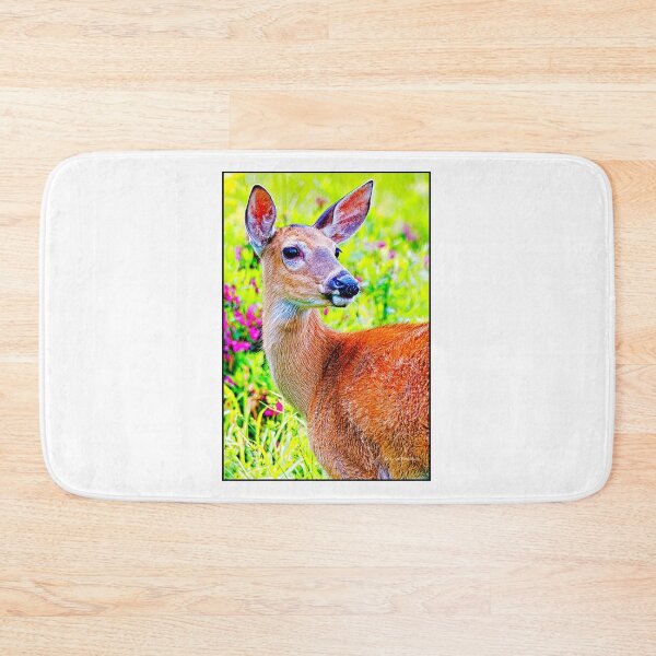 Item preview, Whitetailed Deer, Doe, in a Flowery Field, Digital Illustration designed and sold by AMacGPhilly.
