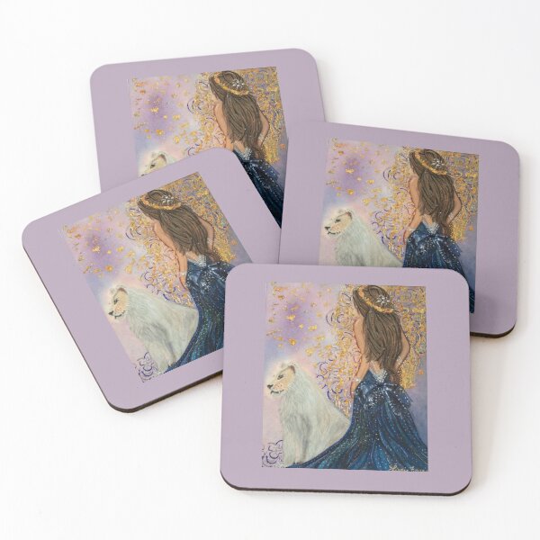 Item preview, Elegant Woman with White Lion in Golden Light designed and sold by LorieFossaArt.