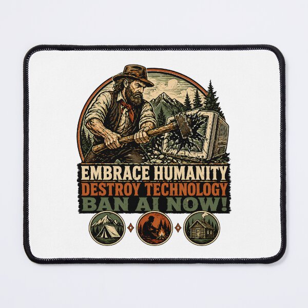 Item preview, Embrace Humanity Ban AI: Vintage Anti-Technology Crusader designed and sold by chattsuede.